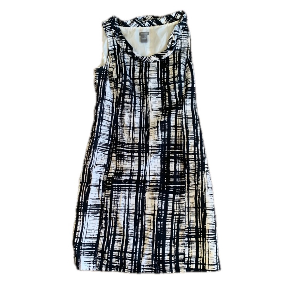 Ann Taylor Sheath Dress Size 4 Cotton Black Abstract Lightweight